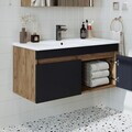 Dulap de baie cu chiuvetă, Hanah Home, 1913, 100x48x45.5 cm, MDF-LAM, Pin Atlantic / Antracit