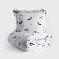 Lenjerie de pat King Size, Ghost Town, Homla, 3 piese, 200x220 cm, bumbac, alb/negru