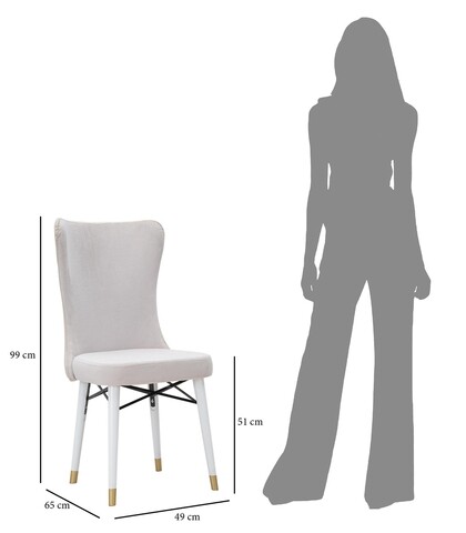 Set 2 scaune Mimoza, Mauro Ferretti, 40x65x99 cm, fier, crem