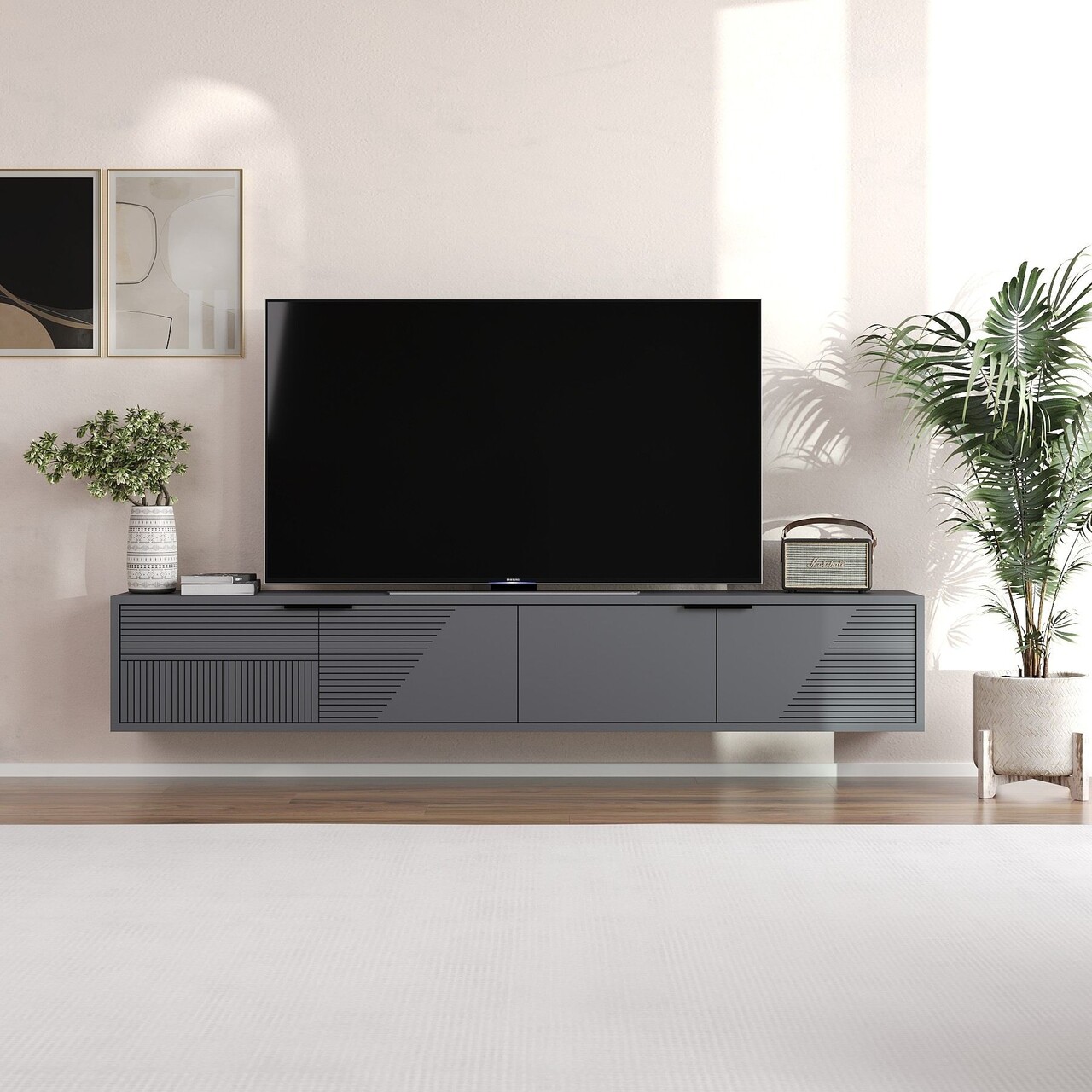 Comoda TV, Odessa, Parla, 180x30x30 cm, Antracit - 1 | YEO