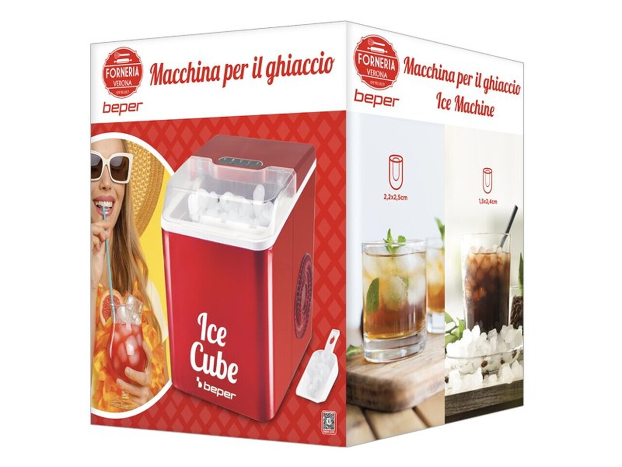 Masina pentru cuburi de gheata Beper, 29.8x22.5x29 cm, 100W, 1.3L, ABS/polipropilena/inox, rosu - view 9