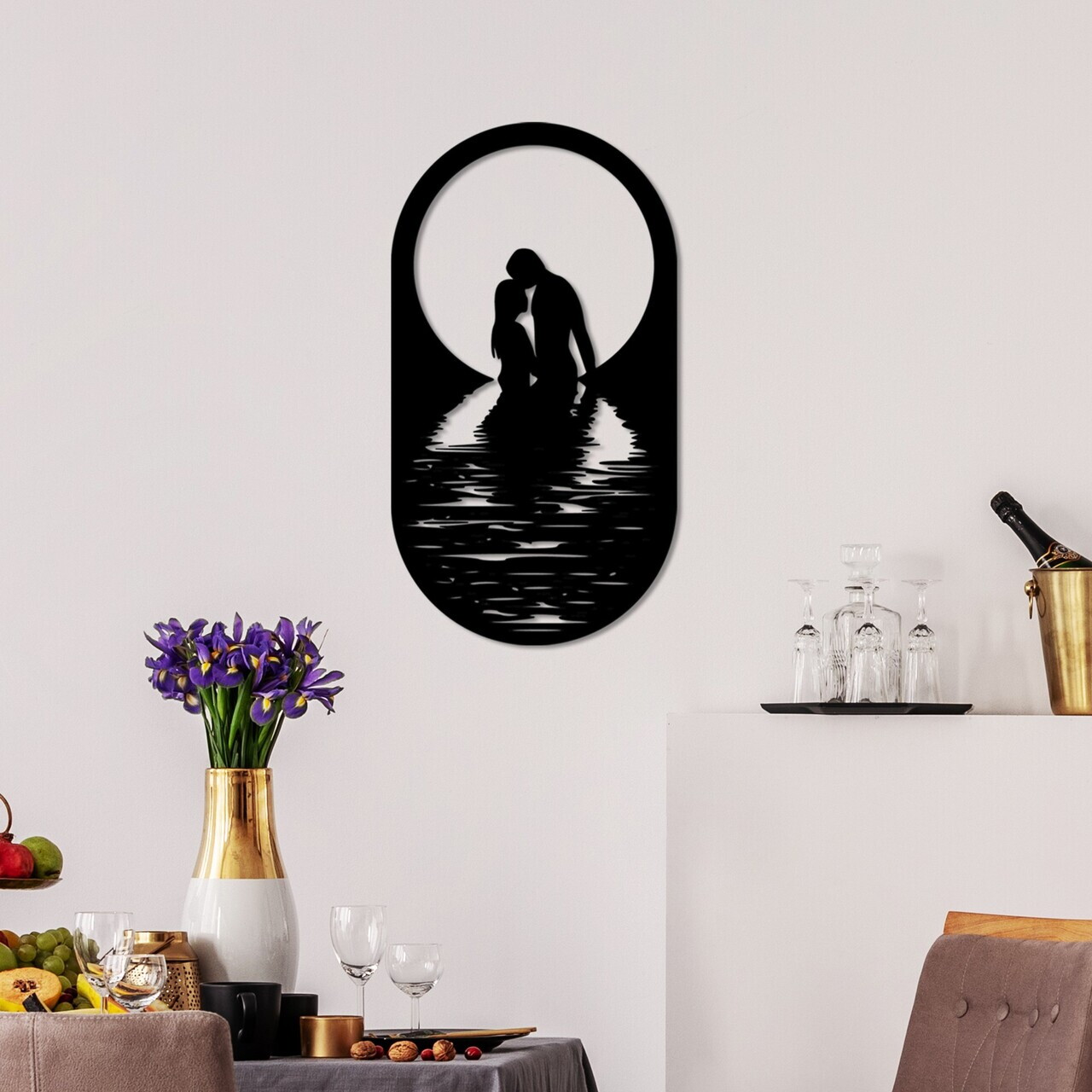 Decoratiune de perete, Romantic, Dimensiuni: 56 x 30 cm, Negru — imaginea 2