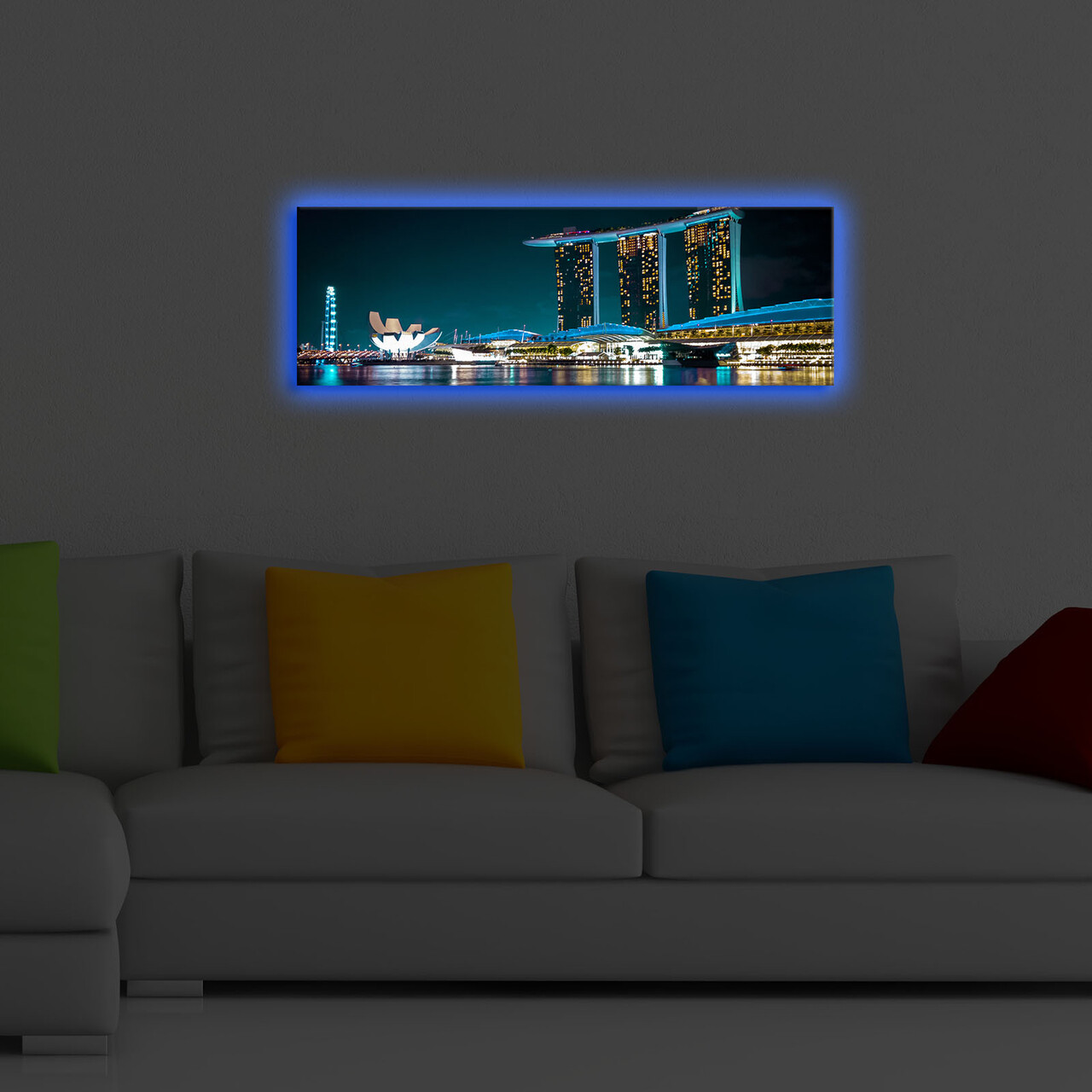 Tablou decorativ cu lumina LED, 3090DACT-66, 30 x 90 cm, Multicolor - view 3