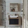 Set Dulap de Baie cu Chiuvetă și Oglindă (2 Piese), Hanah Home, 1711, MDF-LAM, Pin Atlantic / Antracit
