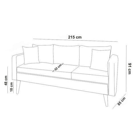 Set de canapea, Unique Design, 867UNQ1622, Lemn de carpen, Roz