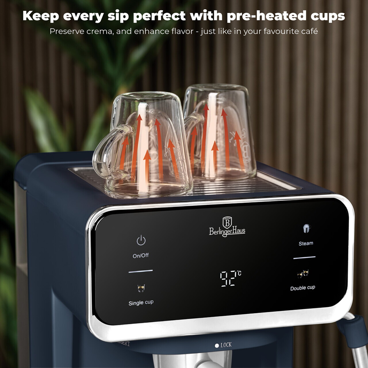 Espressor digital 3 in 1 Berlinger Haus, Deep Sea, 950W, 21x25.9x28 cm, inox, albastru mat - view 4