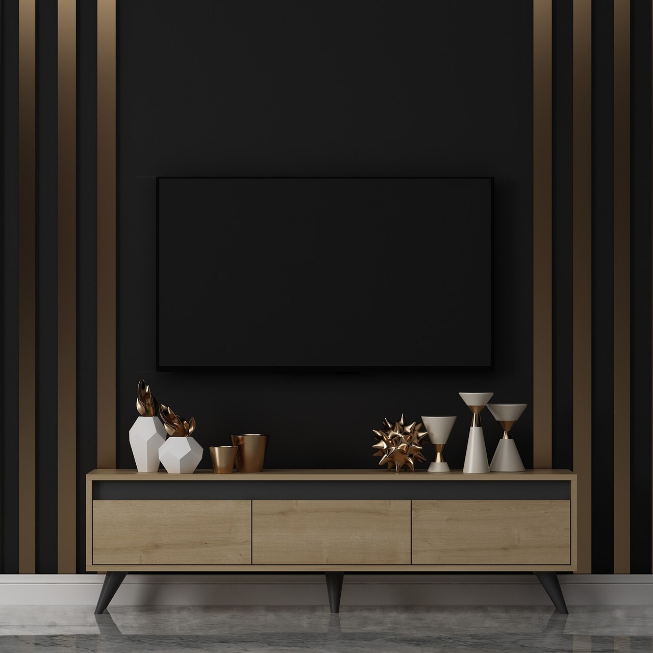 Comoda TV, Odessa, Century, 150x30x45 cm, PAL, Maro - 1 | YEO
