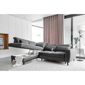 Coltar extensibil stanga 4 locuri ELTAP, LT-06LO, Noble, 255x201x100 cm, lemn/poliester, gri inchis