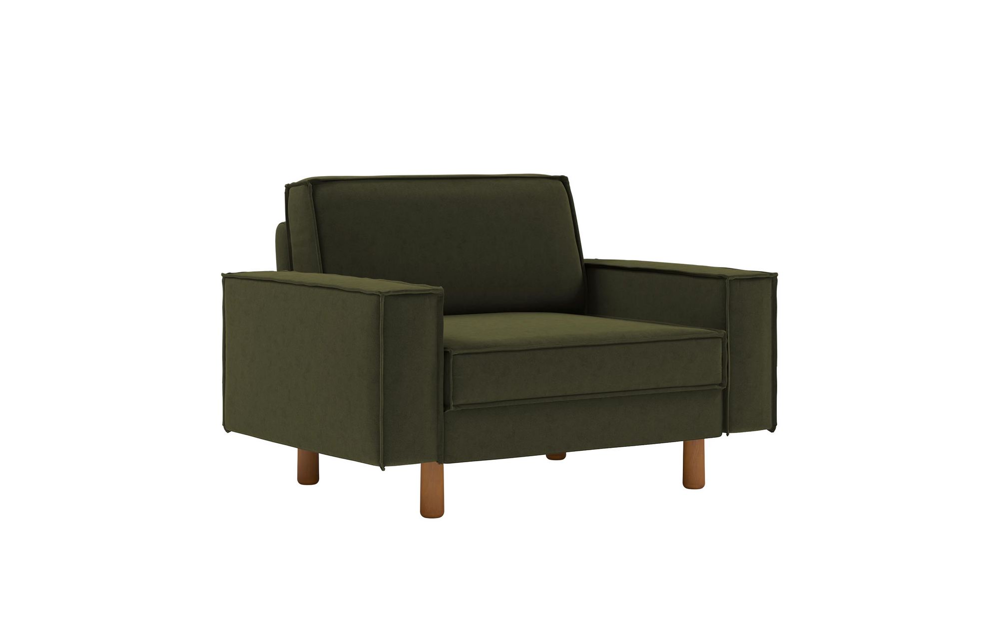 Fotoliu, Atelier del Sofa, 918CMF1204, Cadru: 100% OȚEL, Verde ulei / Nuc