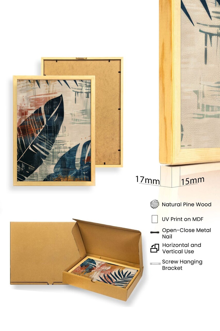 Set 3 tablouri decorative, Huhu468, Cadru: 100% LEMN MASIV (Grosime: 2,5 cm), Multicolor - view 3