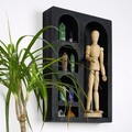 Raft de perete, Evila Originals, Cry004-S, 26x40x6 cm, Lemn masiv, Negru