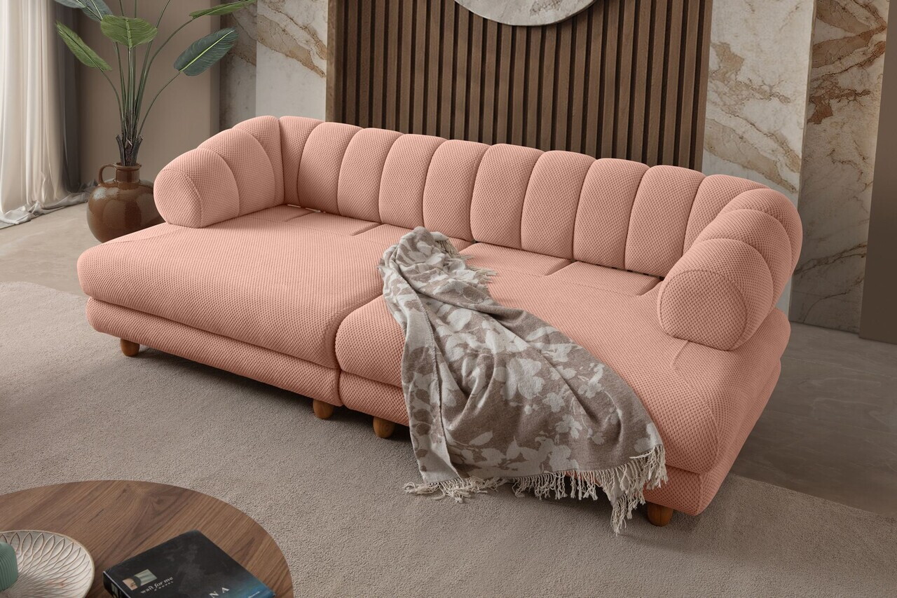 Canapea 3 locuri, Atelier del Sofa, 752EST1162, Lemn de carpen/PAL melaminat, Roz pudra - view 3