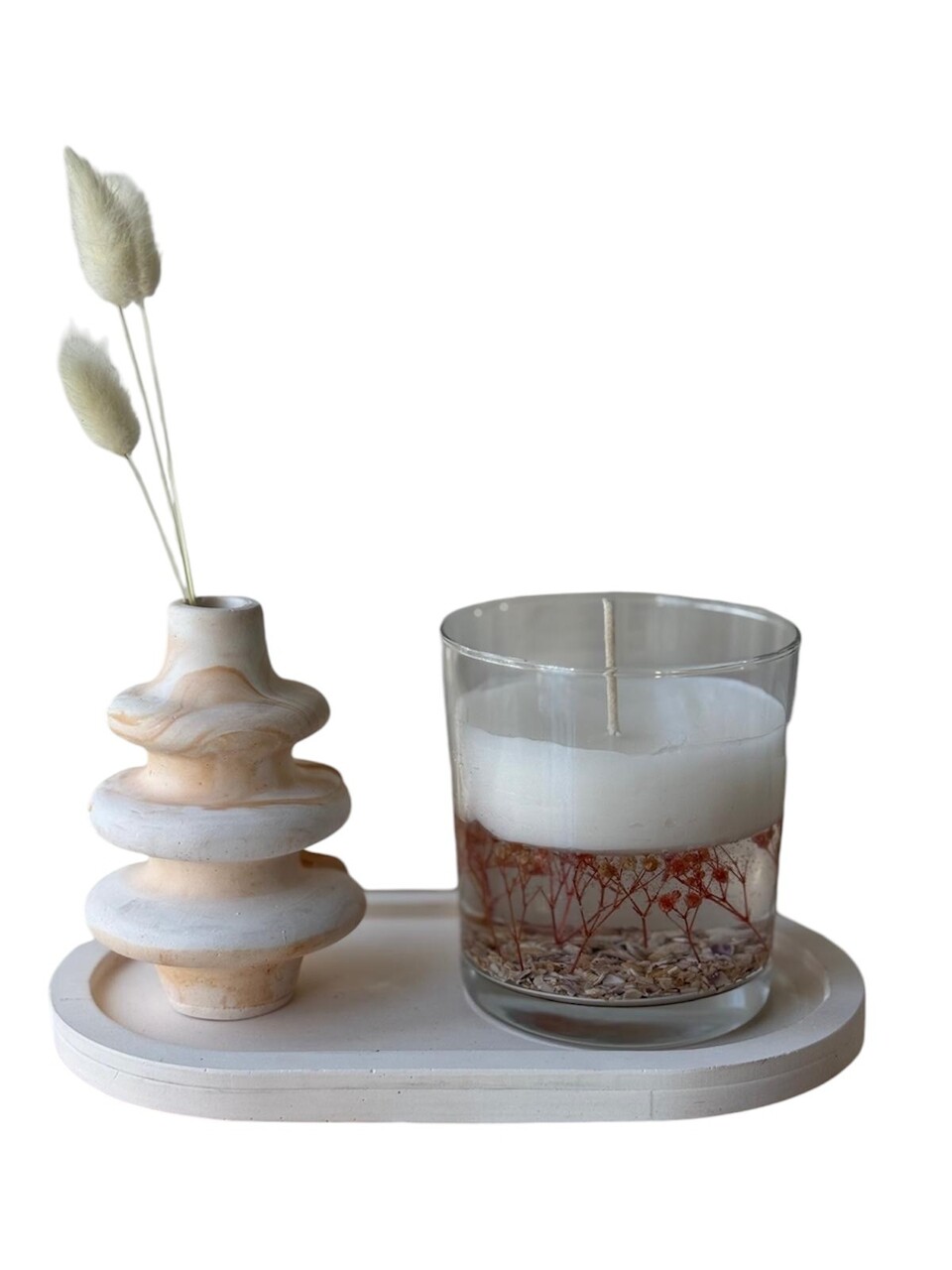 Set de lumanari, Glamour Candle 34ST, Beton, Alb