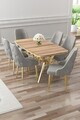 Set masa si scaune (7 piese), Hanah Home, Asel, Caspian / Auriu / Gri