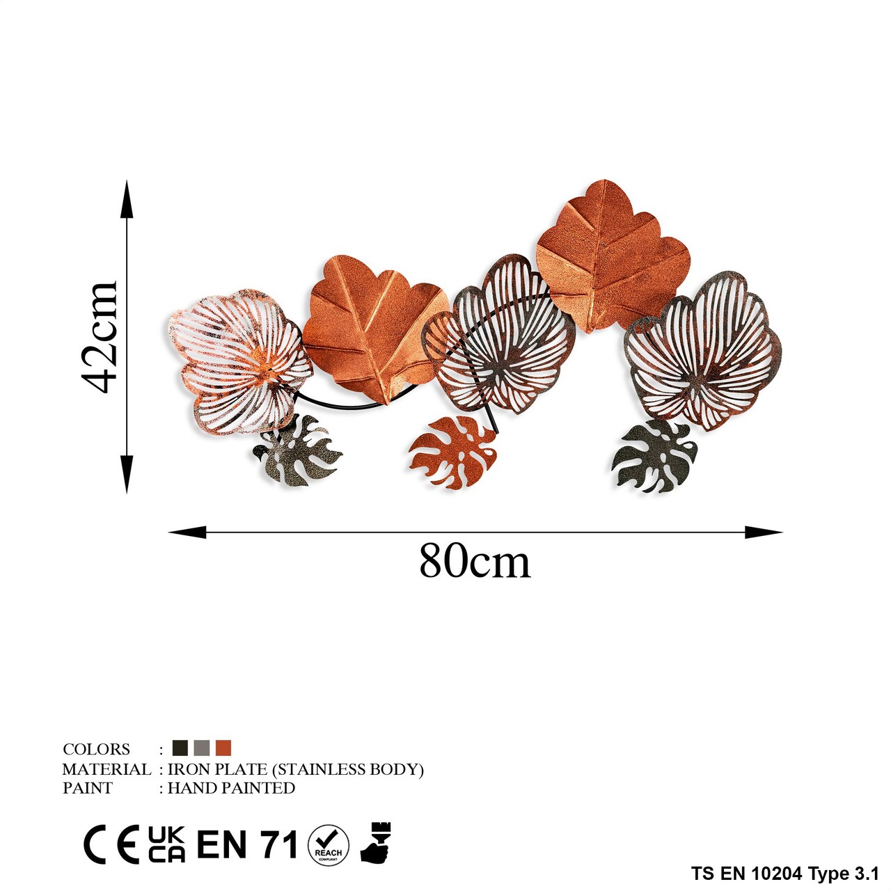 Decoratiune de perete, Zhoushan 2, Metal, Dimensiune: 80 x 42 cm, Multicolor