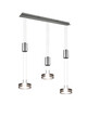 Lustra Franklin, TRIO, 85x14x150 cm, 9W, 3x SMD, aluminiu, argintiu mat