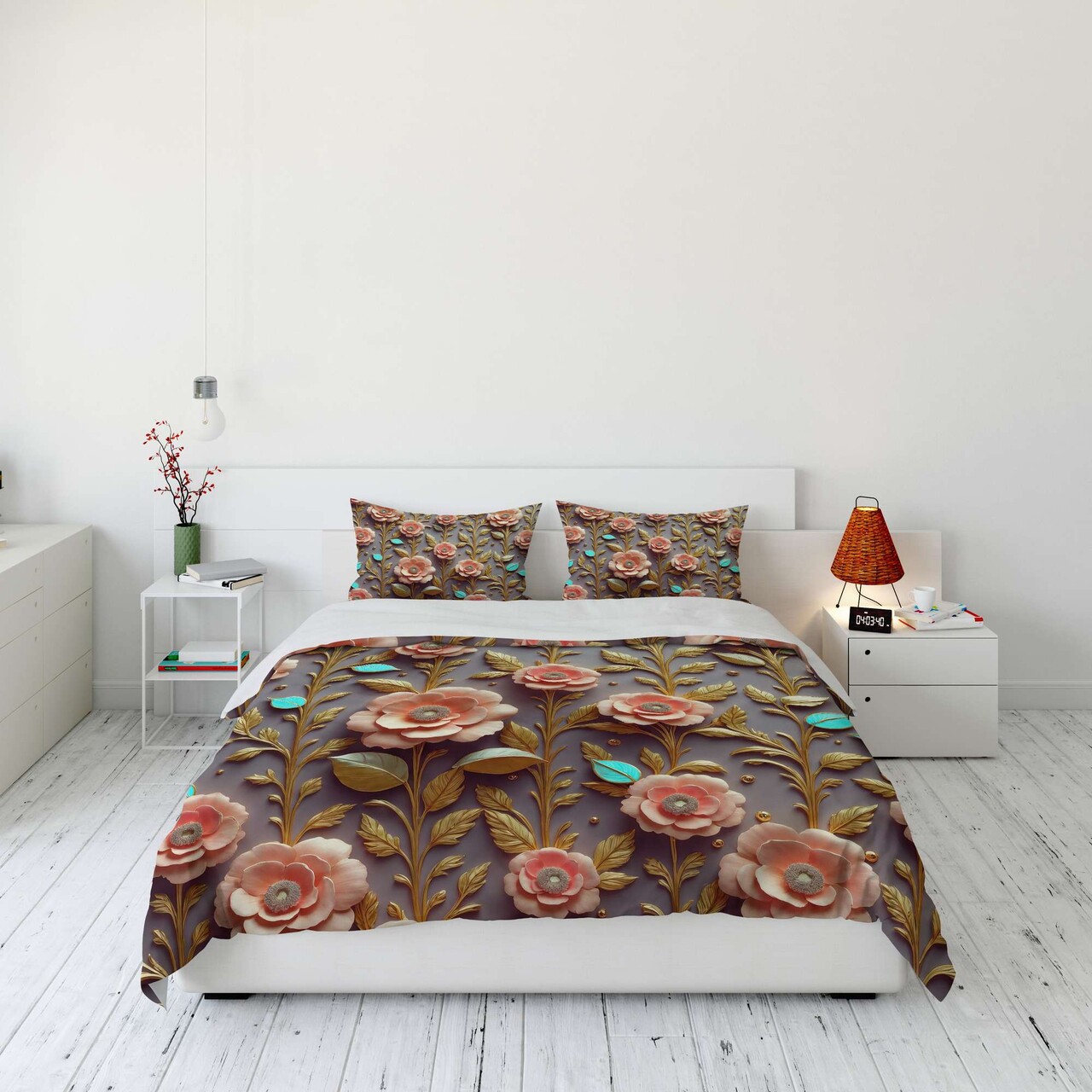 Lenjerie de pat dubla (DE) 3 piese L'essentiel Maison FLW_DVT25-28 Multicolor