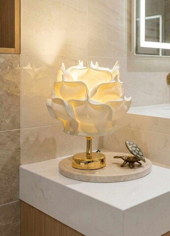 Lampa de masa, L'essentiel Maison, 627GNT1026, Crem / Auriu strălucitor