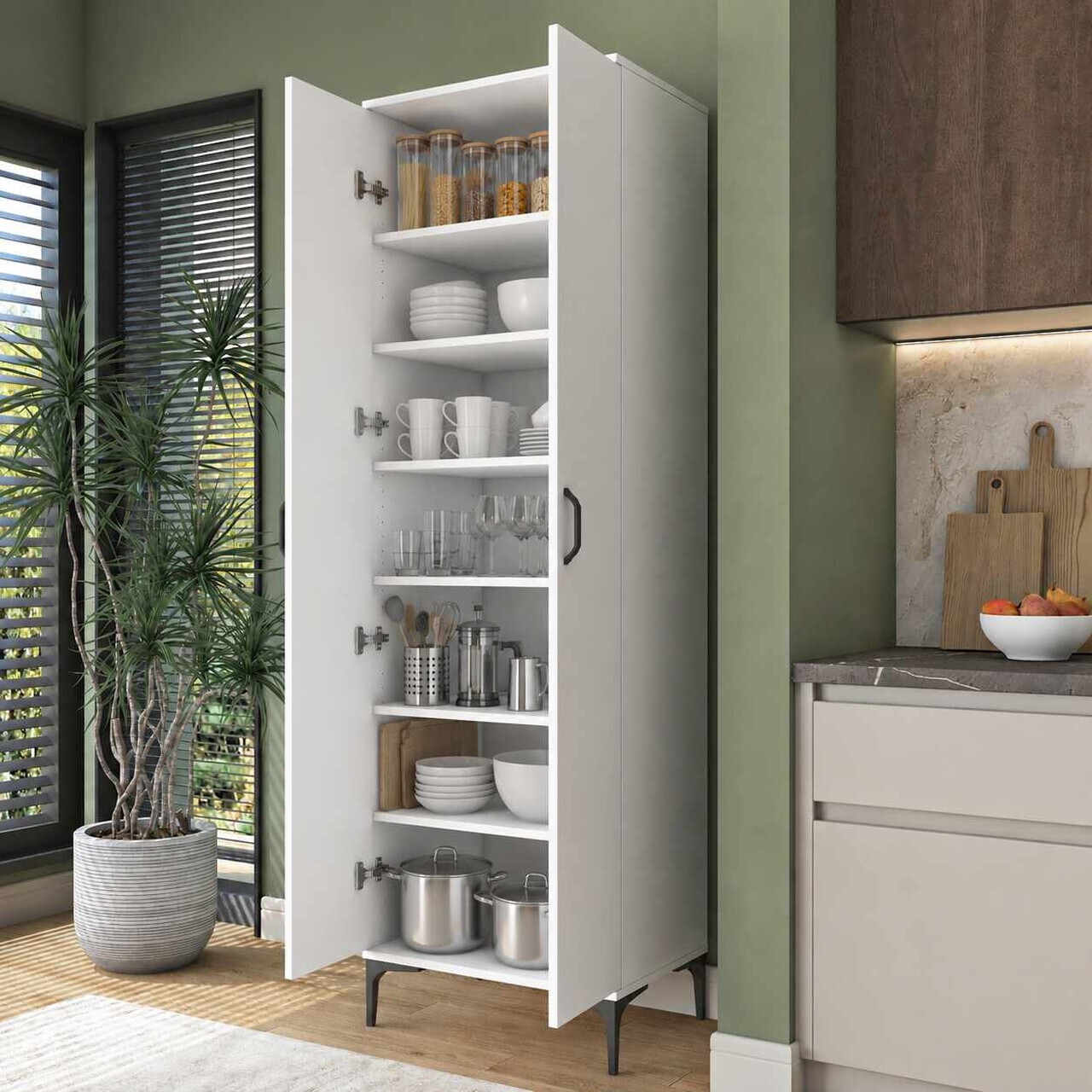 Dulap multifunctional, Hanah Home, JE258, 60x204.2x45 cm, Alb — imaginea 7