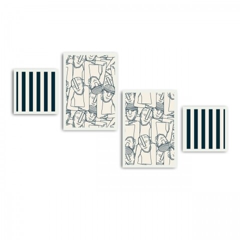 Set 4 tablouri decorative, Alpha Wall, Prison, 30x30/35x50 cm