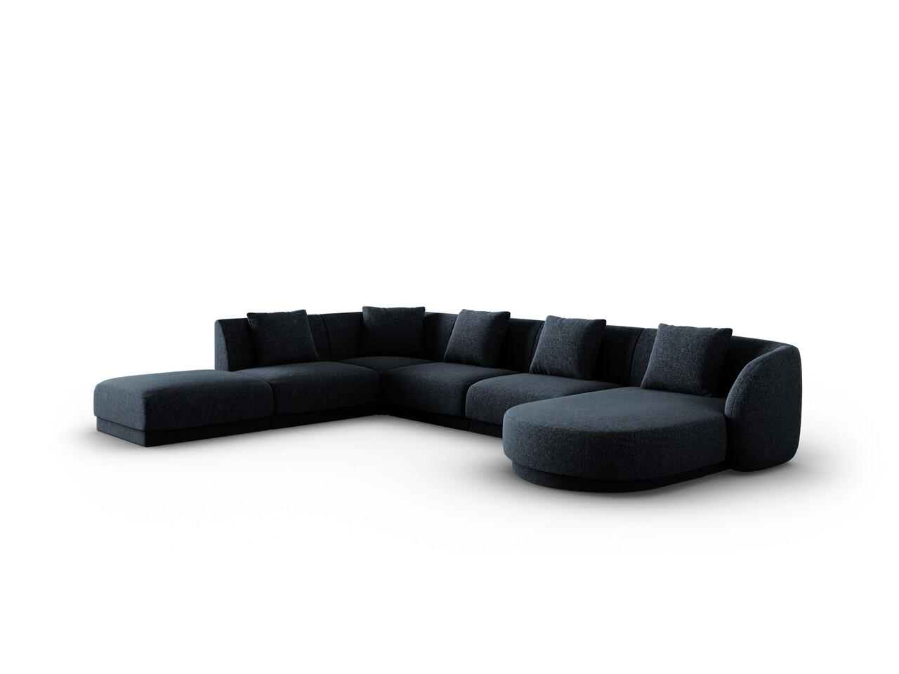 Coltar panoramic stanga 6 locuri, Tulum, Cosmopolitan Design, 330x255x70 cm, tesatura chenille, albastru regal - 1 | YEO