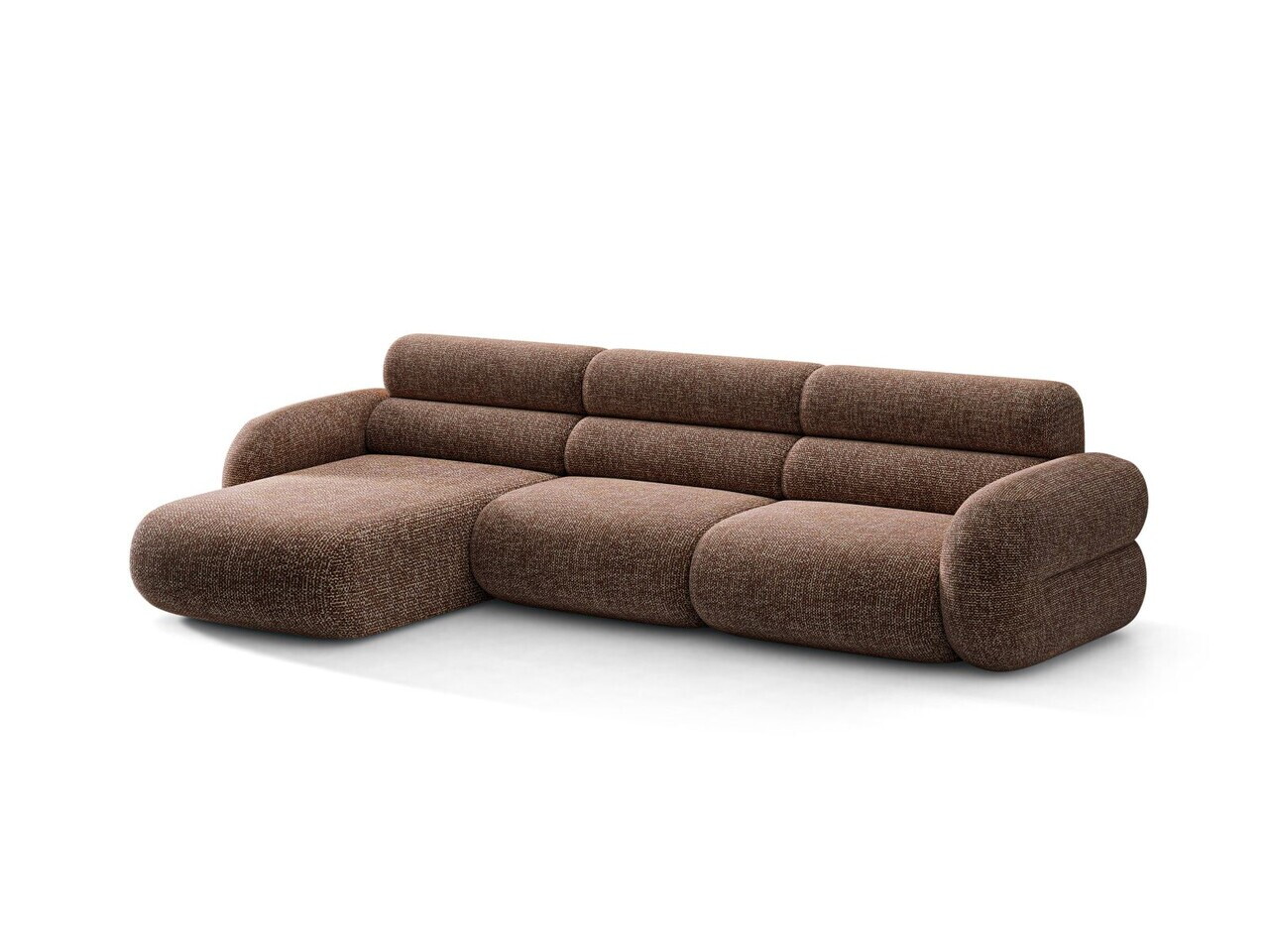Coltar stanga 4 locuri, Neo, Micadoni Home, 305x165x83 cm, tesatura Chenille Silencio, maro — imaginea 2