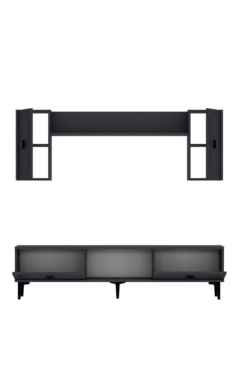 Comoda TV, Hanah Home, Weny, 150x44.6x29.6 cm, PAL , Antracit - imagine 6