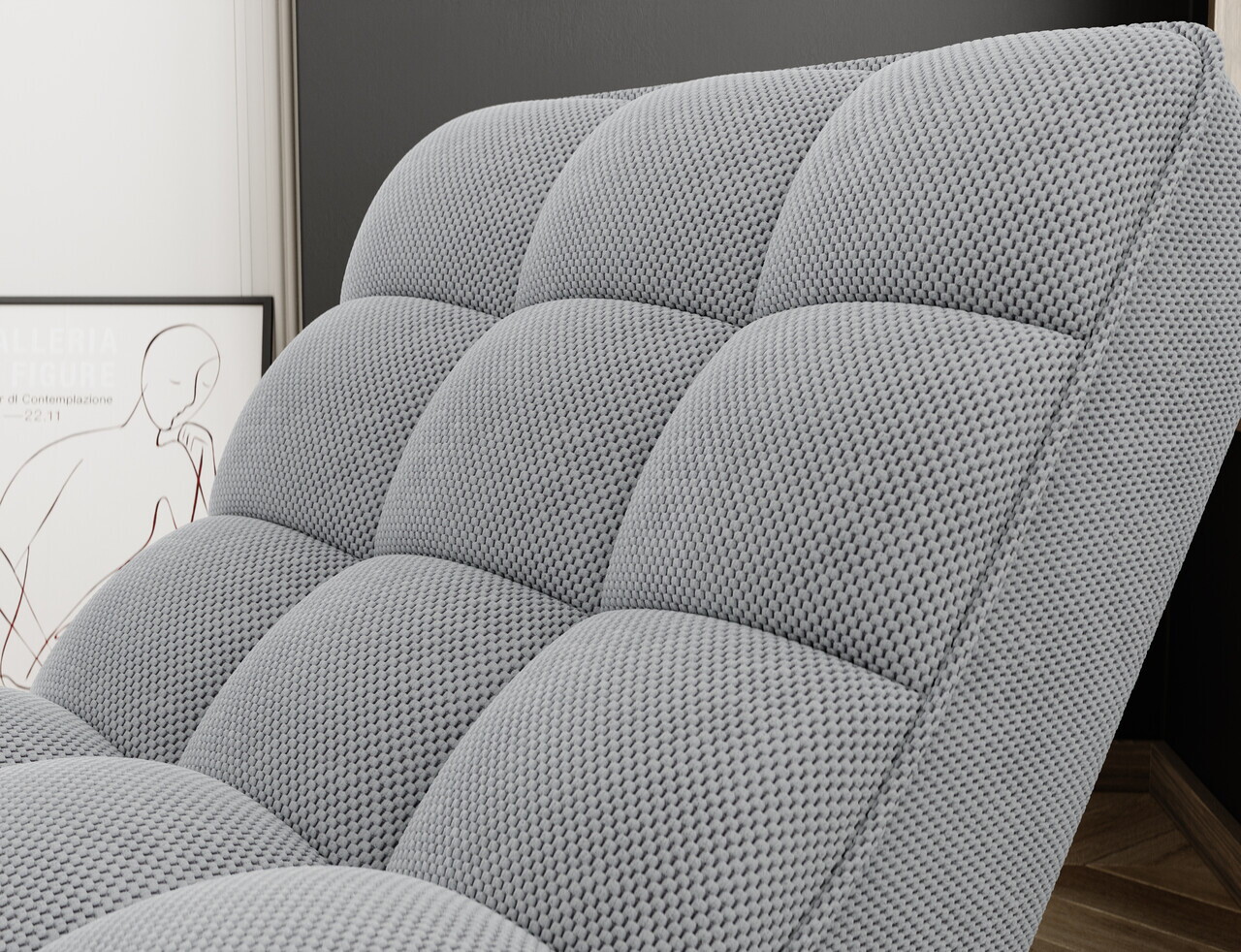 Sezlong living ELTAP, LOR-04CAL, Loren, 170x85x85 cm, poliester, gri deschis - view 6