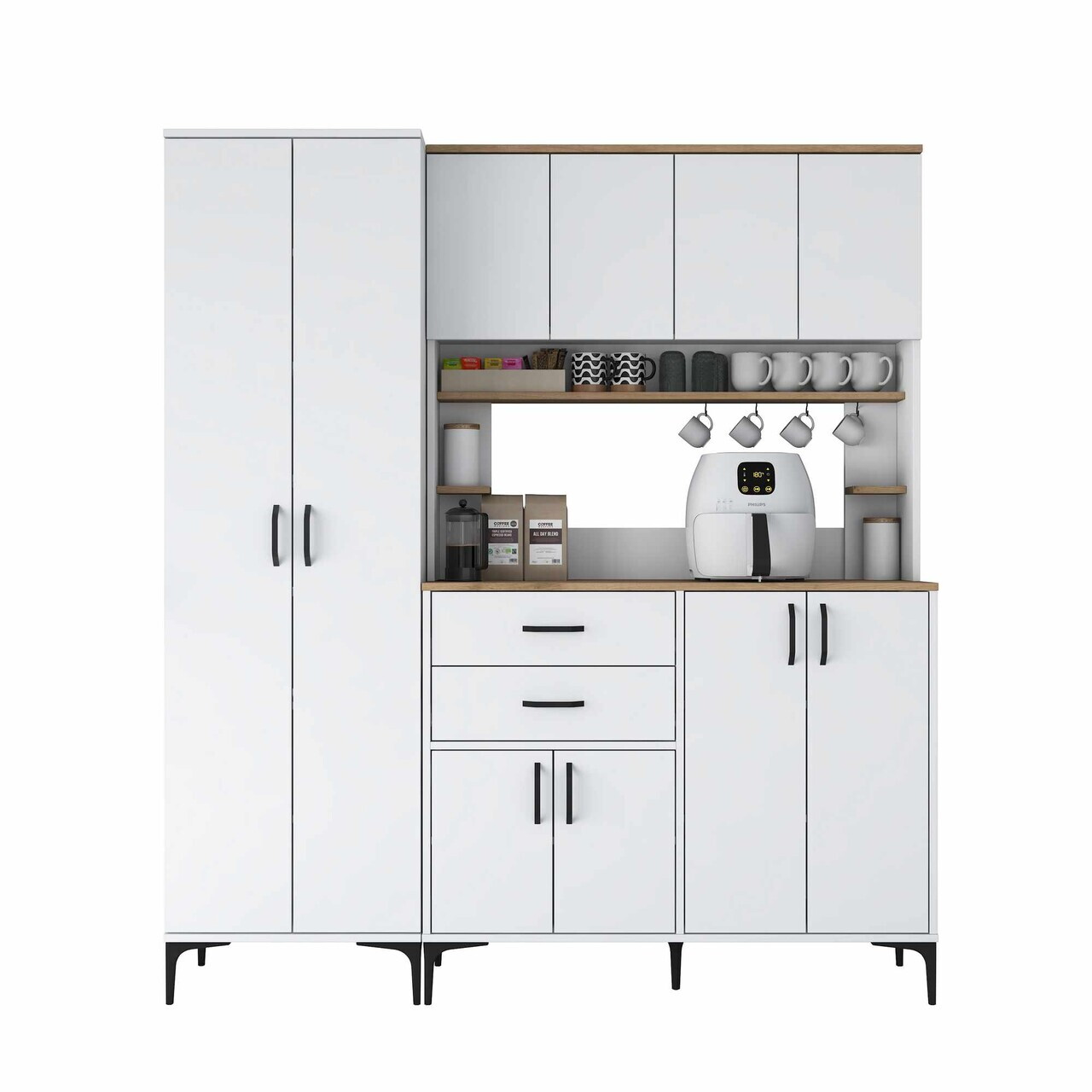 Dulap multifunctional, Hanah Home, JE264, 180x204.2x45 cm, Alb/Maro — imaginea 7