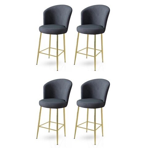 Set scaune  de bar 4 piese, Charlotte, Alte, Metal, Antracit / Aur