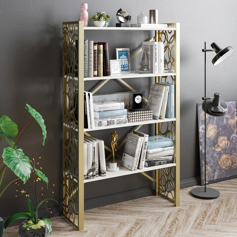 Corp biblioteca, Hadley, Lidya, 90×148.5×30.1 cm, Aur/Alb Hadley