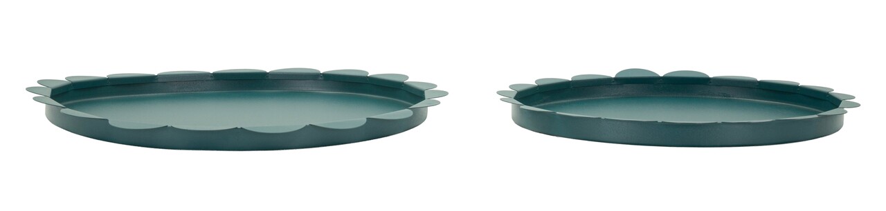 Set 2 tavi decorative, Mauro Ferretti, Saturn Round, 33x2 cm, metal, turcoaz - imagine 2