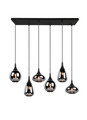 Lustra Lumina, TRIO, 85x20x150 cm, 40W, 6x E14, metal, negru mat/argintiu