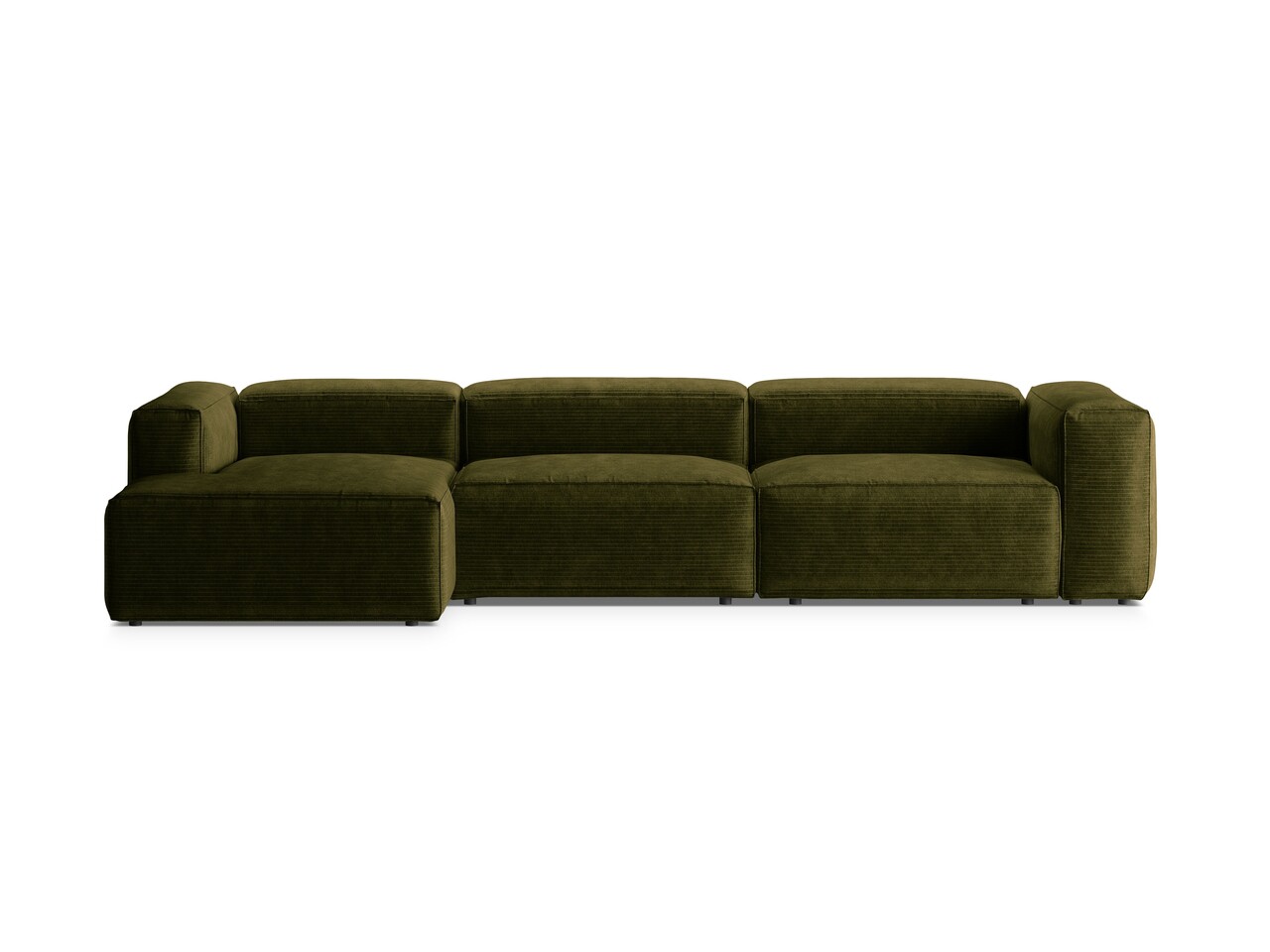 Coltar stanga 4 locuri, Bergamo, Cosmopolitan Design, 344x152x70 cm, catifea chenille raiata, verde