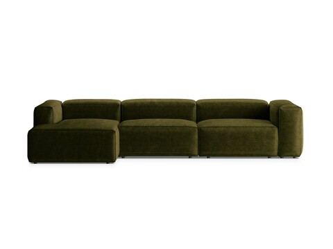 Coltar stanga 4 locuri, Bergamo, Cosmopolitan Design, 344x152x70 cm, catifea chenille raiata, verde
