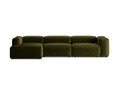 Coltar stanga 4 locuri, Bergamo, Cosmopolitan Design, 344x152x70 cm, catifea chenille raiata, verde