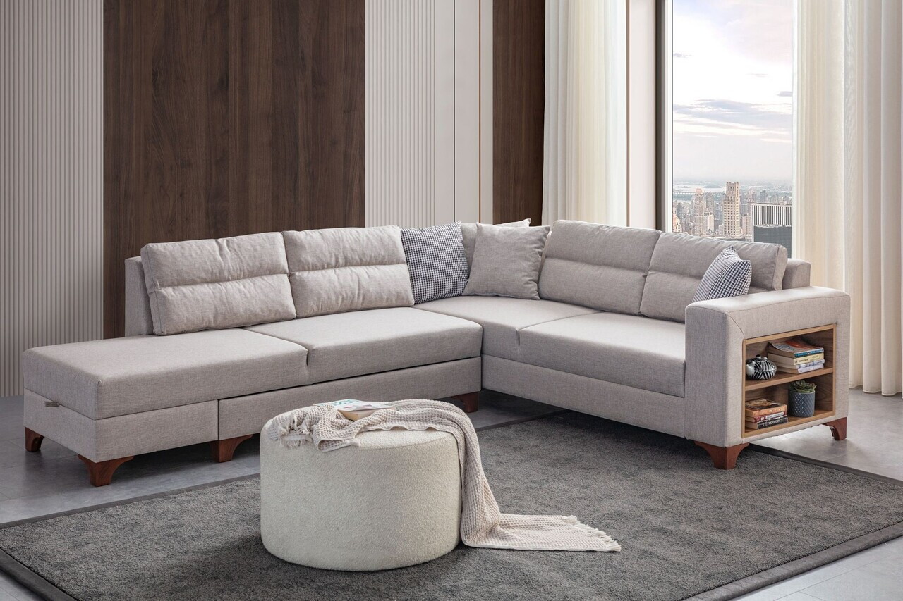 Coltar, Atelier del Sofa, 752EST1388, Lemn de carpen/PAL melaminat, Crem