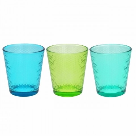 Set 3 pahare din sticla Golf Summer, Tognana, 340 ml, sticla, verde/albastru mezoni.ro