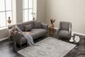 Canapea 3 locuri, Simena, Balcab Home, 219x95x80 cm, spatar mobil, sezut extins 90x180 cm, lemn de fag/poliester boucle, gri