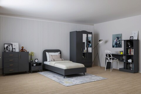 Set dormitor pentru copii, Glenevis, Lavinia 003, Antracit Glenevis