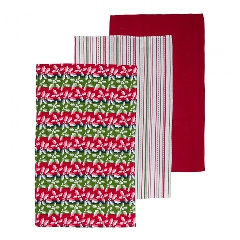 Set 3 prosoape de bucatarie xmas, heinner, 38x64 cm, bumbac, rosu