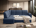 Coltar extensibil stanga 3 locuri ELTAP, LT-40GO, Siber, 270x186x93 cm, lemn/poliester, albastru inchis