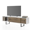 Comoda TV, Minima, Fiona, 180 x 51.2 x 35 cm, pal melaminat, nuc/alb