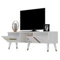 Comoda TV, Olivia, Vania, 150x29.6x50 cm, PAL , Alb/Auriu