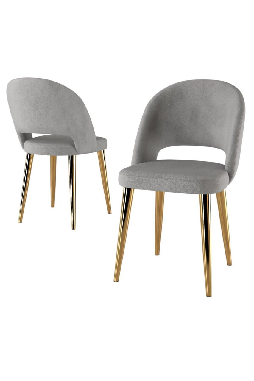 Set scaune 2 piese, Hanah Home, Pane, Gri / Auriu — imaginea 2