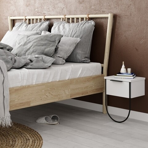 Noptiera Norfolk, Decortie, 33x25x44 cm, PAL melaminat, alb 33x25x44