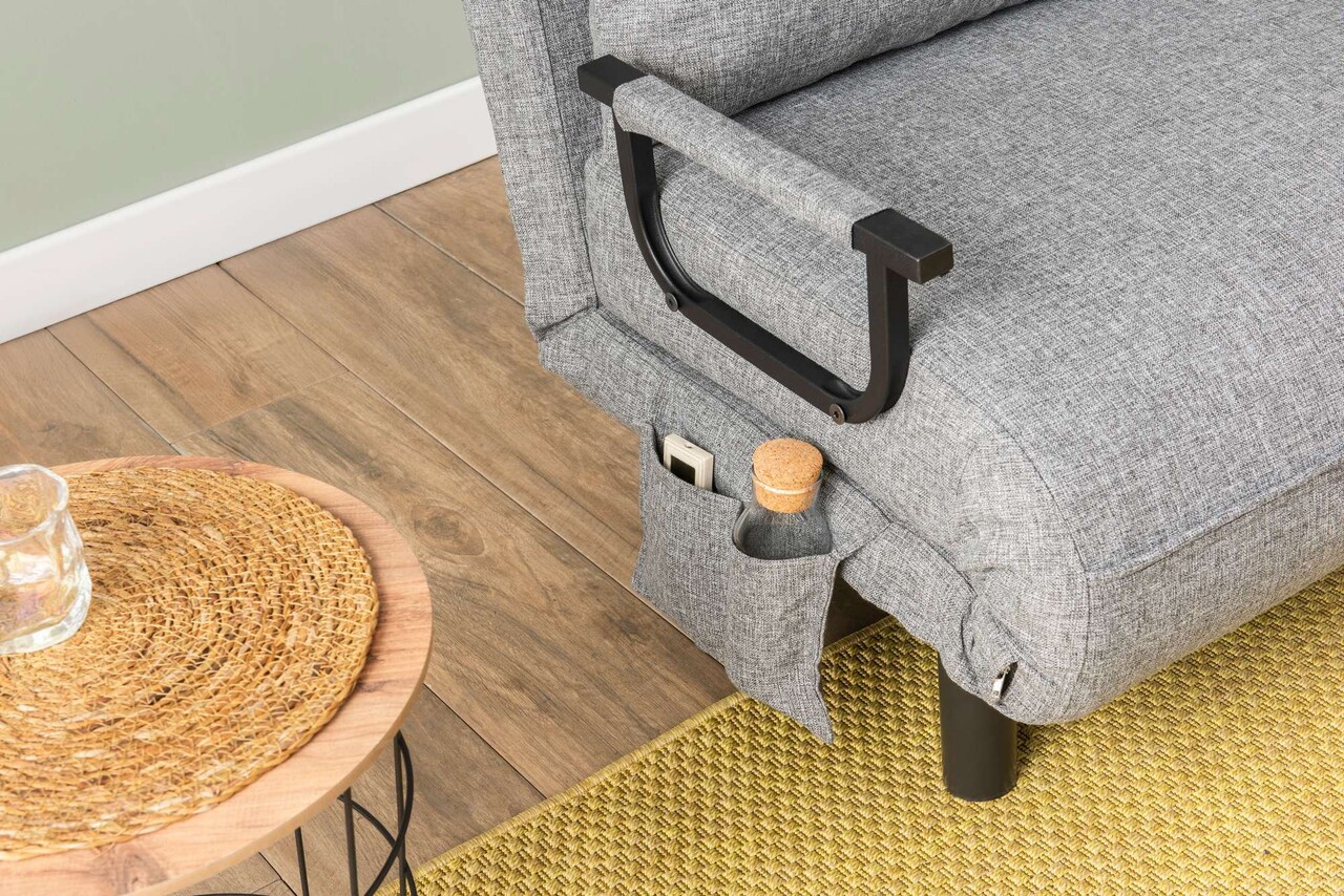 Canapea extensibilă cu 1 loc, Futon, 859FTN2347, Metal , Gri deschis - 2 | YEO