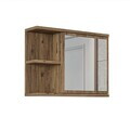 Dulap de baie cu oglindă, Hanah Home, 2674, 60x45x16 cm, PAL MELAMINAT, Maro
