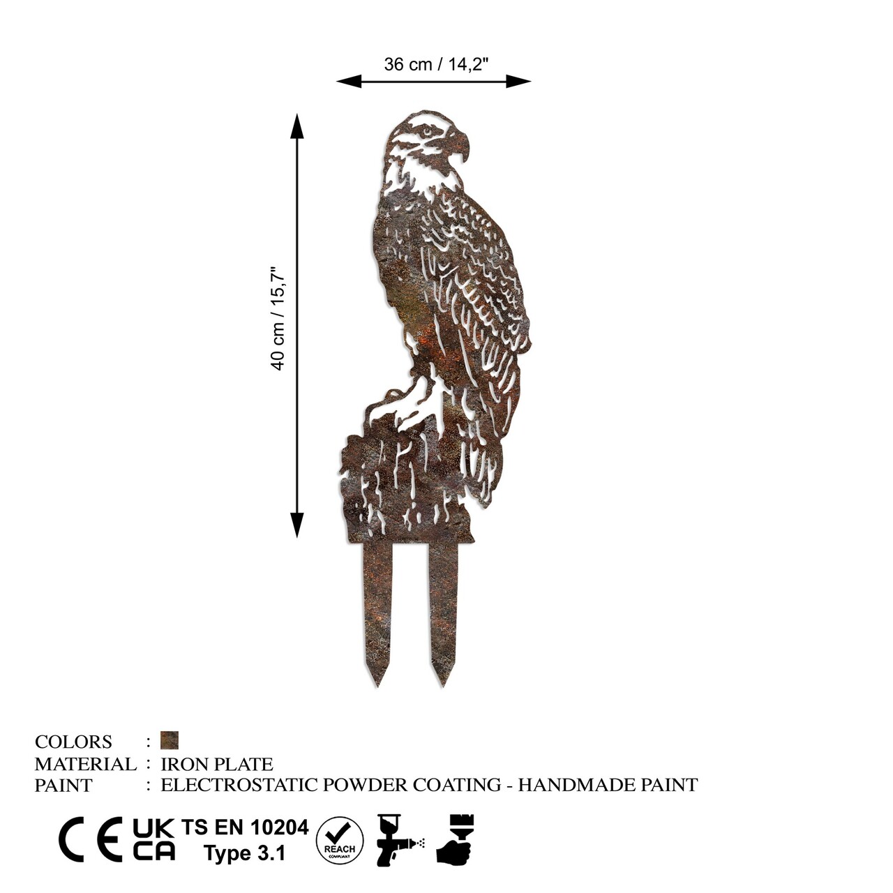 Obiect decorativ de grădină, Spy 02, 40x36 cm, Maro antichizat - imagine 6