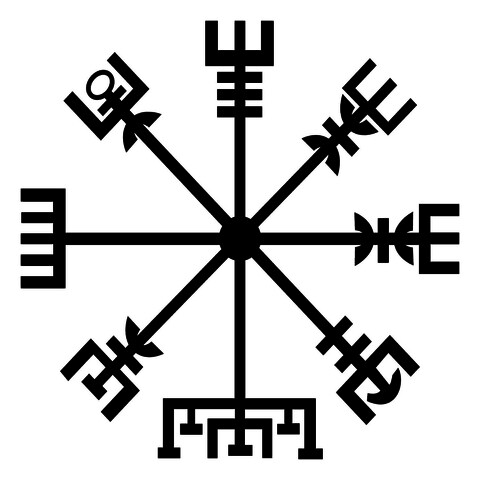 Decoratiune de perete, vegvisir, tanelorn, 60x60 cm, metal